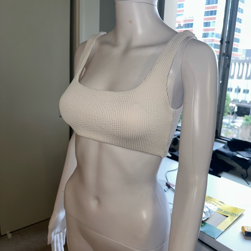 White Ribbed Crop Top - Picture 7 of 9